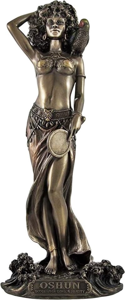 Veronese Design - Beeld/Figuur - Oshun Afrikaanse Godin van Liefde, Schoonheid en Zoet Water - Zeer mooi en gedetailleerd - Zware Kwaliteit - 24cm x 9cm x 7cm