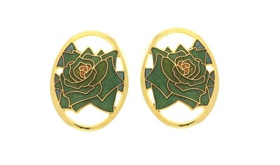Behave - Oorringen dames - roosmotief - groen - 3 cm