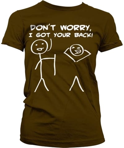 Hybris Don't Worry, I Got Your Back! Girly T-shirt voor dames, bruin