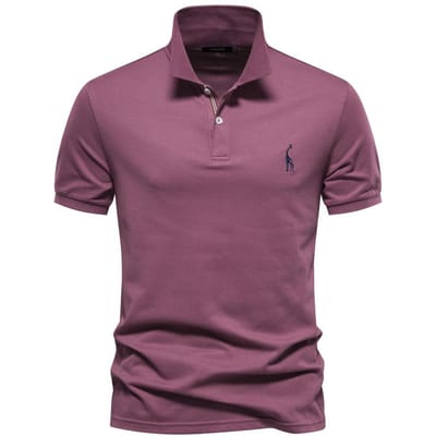 Hoge Kwaliteit, Katoen Hert Geborduurd POLO Heren T-shirt Effen Kleur Revers Basic Korte Mouw Top Heren XL fuchsia