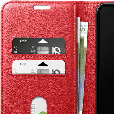 Zanae, Etui Geschikt voor Galaxy S6 Edge met Standaard en Magnetische Sluiting, Rood