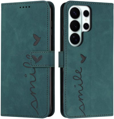 Coverup Hoesje - Geschikt voor Samsung Galaxy S26 Ultra Hoesje - Coverup Smile Book Case - Groen