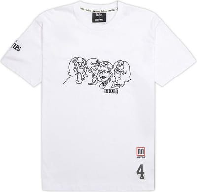 The Beatles - Meyba Embroidered Heren T-shirt - XS - Wit