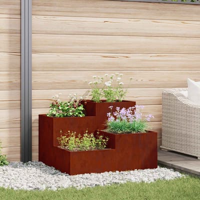 Jardinière Couleur Rouille 80 x 80 x 60 cm Acier Résistant aux Intempéries