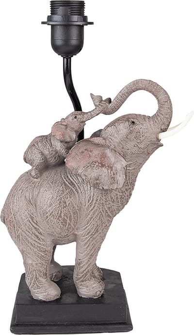 Clayre & Eef Lampenvoet Olifant 21x14x36 cm Grijs Bruin Polyresin