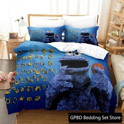 3D Print Cookie Cartoon Monster Anime Beddengoed Set Dubbel Twin King Dekbedovertrek Dekbed Kussensloop Jongens Meisjes Volwassenen Slaapkamer 70x133cm