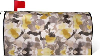 Brievenbus Cover - Mailbox Wrap - Tuin Decoratie - Magnetische Bevestiging - Standaard Formaat - Geel Grijs Bloem
