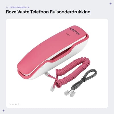 Dailygoods- Vaste Telefoon Roze - Wandtelefoon met Ruisonderdrukking - Dempen/Pauze/Functie - Comfortabele Kiesknop - Modieus Design - Geschikt voor Thuiskantoor