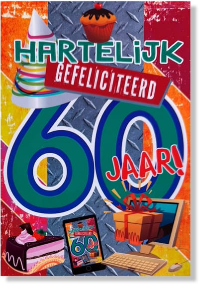 Hoera 60 Jaar! Luxe verjaardagskaart - 12x17cm - Gevouwen Wenskaart inclusief envelop - Leeftijdkaart