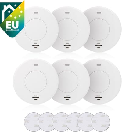 Rookmelderset - 6x Smartwares Rookmelder FSM-12001 - 10 jarige batterij - Inclusief 6x FOT-14001 bevestigingsset - Multipack
