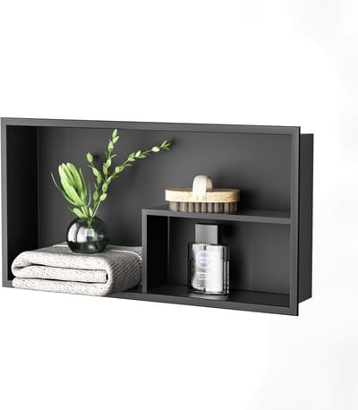 Dailygoods- Doucherek zonder boren - Inbouw doucherek - Wandplank zwart - Douche nis - 60 x 30 x 10 cm - Maximaal 4 kg belasting