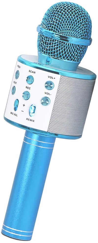 Microfoon - Draadloos - Karaoke - Speaker en bluetooth - Draadloze karaoke mic - Ingebouwde speaker - Bluetooth microfoon - Wireless microphone - Zangmicrofoon - AUX - Blauw - Jonyx