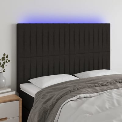 vidaXL - Hoofdbord - LED - 144x5x118/128 - cm - stof - zwart