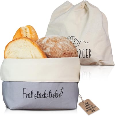 Grote stoffen broodmand met binnenvoering voor broodjes en stokbrood