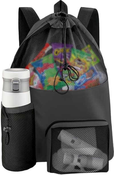 Zwemtas, zwemtas, mesh-rugzak met trekkoord, strandrugzak, gymtas, sporttas, verstelbaar trekkoord, gymtas, waterdicht, sporttas voor heren en dames, voor sport, baden en yoga