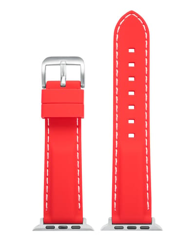 EULIT siliconen horlogeband geschikt voor Apple Watch 38/40/41 maat - Serie 1/2/3/4/5/6/7/8/9/10 + SE - silicon sport smart - 20 mm - rood - edel metaal metalen gesp GLANZEND - incl. adapter