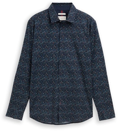 Tom Tailor - Getailleerd overhemd met patroon - Maat M - navy round design