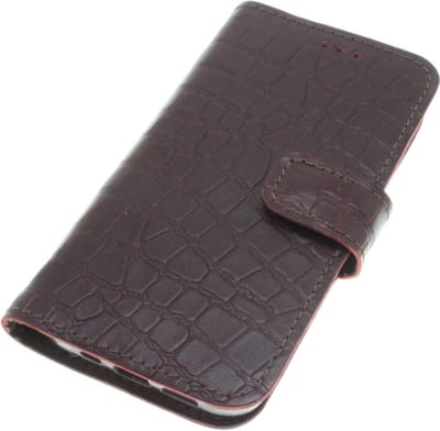 Made-NL hoesje geschikt voor Apple iPhone 12 bordeaux rood glad relief krokodillen print kalfseer