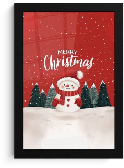 Poster in lijst - Fotolijst 20x30 cm - Posters - Kerstgroet - Sneeuw - Rood - Posterlijst zwart - Decoratie - Wanddecoratie woonkamer - Muurdecoratie slaapkamer - Kerstversiering - Kerstdecoratie voor binnen - Kerstmis