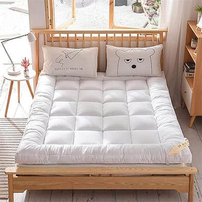 Verdikte Vloer Matras - Futon Matras Opvouwbaar - Comfortabel Slapen - Niet-Slip Ademend - 180x220cm - Wit
