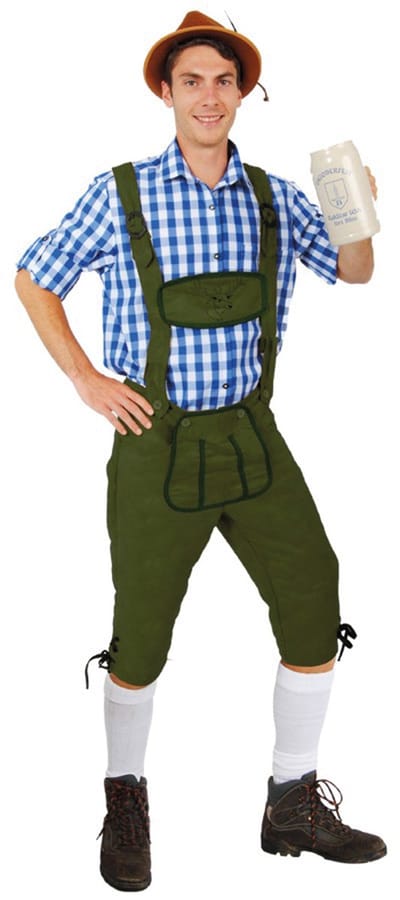 PartyXplosion - Kostuum - Lederhose - Heinz - Lang - Groen - Carnaval kostuum heren - XL/XXL