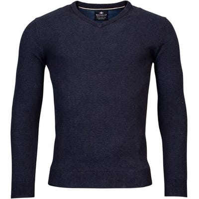 Baileys Trui V-Neck Allover 2-Tone Structure Knit Navy / male