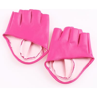 Nouveaux Gants en Cuir Demi-doigts Gants Demi-paume Européens et Américains Performance Scène Boîte de nuit Pole Dance Gants Demi-doigts average code pink