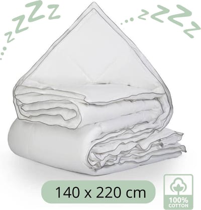 Droomtextiel 4 Seizoenen Dekbed - 100% Katoen - Hotelkwaliteit - Eenpersoons 140x220 cm - Comfort & Ademend - Antiallergisch - Hoogwaardige Kwaliteit - Heerlijk Zacht