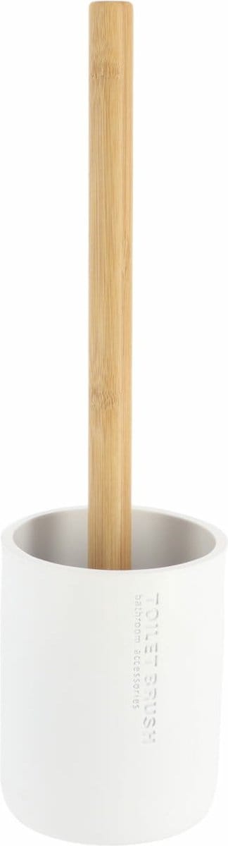 Tendance WC borstel met houder 102 series - wit/bamboe - PS - 10,4 x 36 cm - toiletborstel