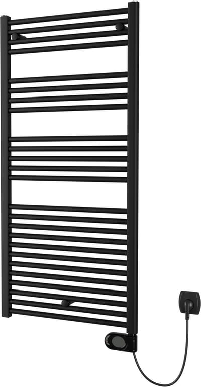 Plieger Elba Elektrische handdoekradiator – Handdoek verwarmer – Met klokthermostaat – 126.2 cm x 50 cm – 500 Watt – Mat zwart