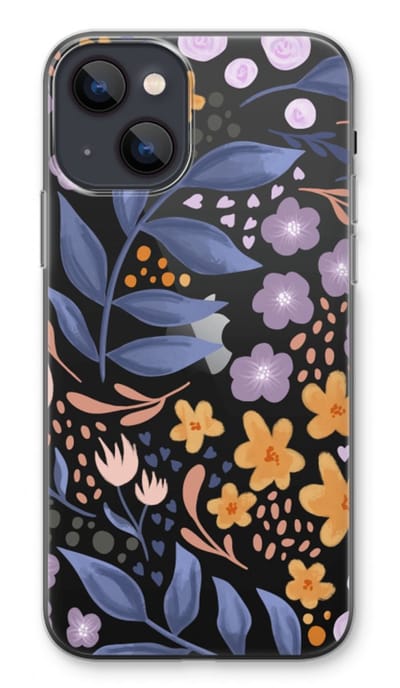 Case Company® - Hoesje geschikt voor iPhone 13 hoesje - Flowers with blue leaves - Soft Cover Telefoonhoesje - Bescherming aan alle Kanten en Schermrand