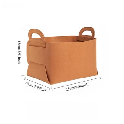 1 panier de rangement en feutre de style nordique, pour salon, table à thé, articles divers, pliable, boîte de rangement en tissu, pour chambre à coucher, chaussettes, panier à linge M marron
