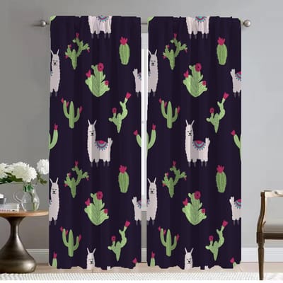 Keukengordijnen voor Woonkamer Gordijn voor Kamer 2 Panelen Alpaca Shades Scheidingswand Interieurgordijnen Halloween Decoratie W50xH70cmx2pcs-CL black