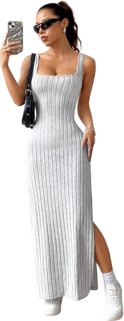 Bovista Open Rug Jurk - Backless - Body - Jurk - Shirt - Grijs - Maat S