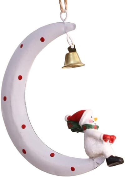 Christmas decorations - Kerstboom hangende ornamenten - bel hanger - maan - Kerstman ornament met - Leuk Kerstboom Accessoire voor Binnen - rendier en bel - voor feestdagen binnen en buiten - Kerstboom - Deurkruk - wit