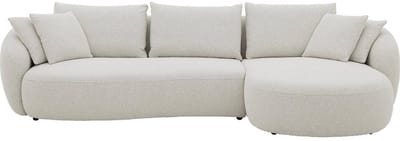 Goossens Ava Hoekbank - Stof - Beige - 334 x 83 x 175 cm - Rechts