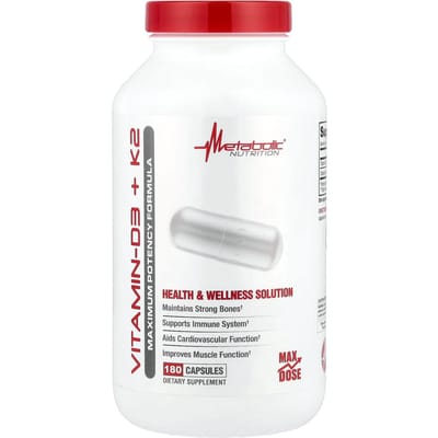 Metabolic Nutrition, Vitamine D3 + K2, 180 Capsules