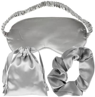 Dailygoody - Slaap Masker Set - Zijden Oogmasker - Comfortabel en stijlvol - Grijs - Oogkussen - Ideaal voor reizen en ontspanning - Geschikt voor ied