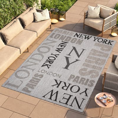 Tapiso Melissa Vloerkleed Grijs Binnen Buiten Kleed voor Balkon Tapijt Maat- 200x290