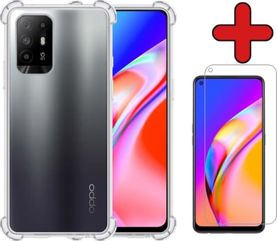 Hoesje - Met Screenprotector - Geschikt voor OPPO A94 5G - Sterk & Shockproof - Back Cover - Siliconen Case - Telefoon Hoes - Shock Proof - Telefoonhoes - Transparant