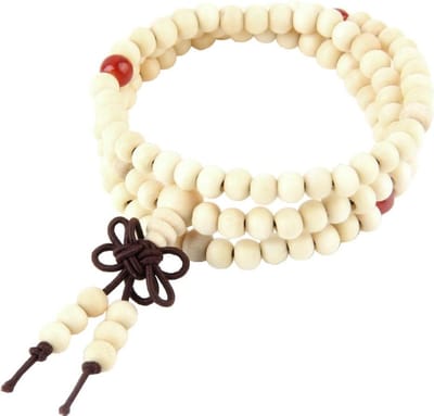 Fako Bijoux® - Buddha Armband - Sandelhout - 6mm - Wit
