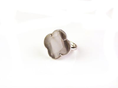 model Fiori ring zilver grijze klaver