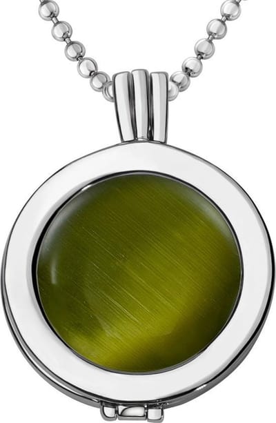 Quiges - Munthouder met Ketting en Munt 25mm Cat's Eye Groen - Zilverkleurig - EPRHZ055