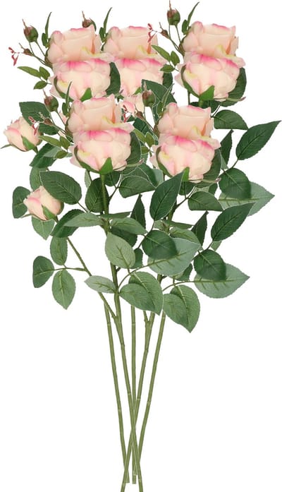 Top Art Kunstbloem roos Ariana - 5x - roze - 73 cm - kunststof steel - decoratie bloemen