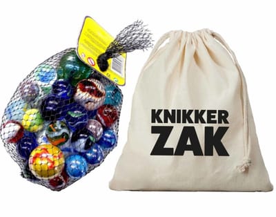 Knikkerzak van 25 x 30 cm gevuld met 3 kilo knikkers en bonken - Knikkeren speelgoed voor buiten