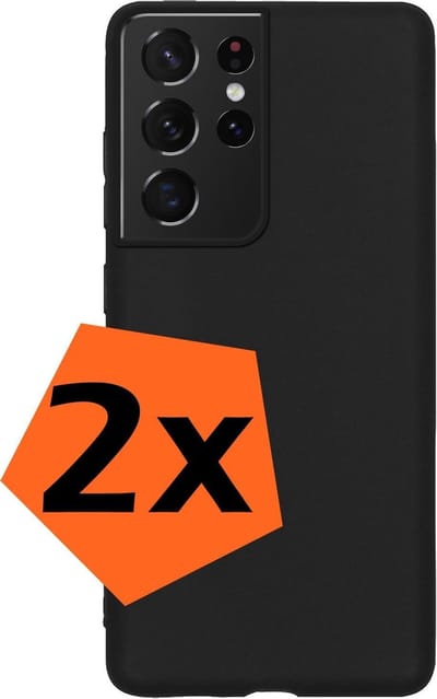 Hoes - 2 Stuks - Geschikt voor Samsung Galaxy S21 Ultra - Sterk & Shockproof - Case Siliconen - Back Cover - Telefoon Hoes - Zwart