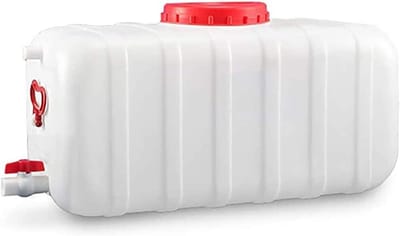 Watercontainer 100L - Watertank Opslag - Noodwater Voorraad - Horizontaal Vierkant Ontwerp - 80x38x40cm - Melkachtig Wit