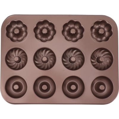 Plaque de cuisson à 12 cavités pour donuts, motif, ustensile de cuisson pour beignets, plaque à gâteau en acier au carbone, moule à donuts pour four L