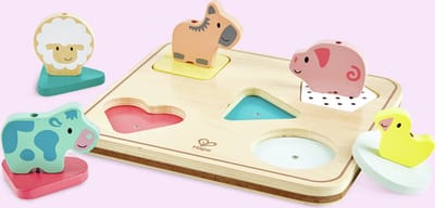 Hape Boerderijdieren Geluidslegpuzzel – Houten Puzzel met Dierengeluiden, 12 Stukjes, vanaf 18 Maanden