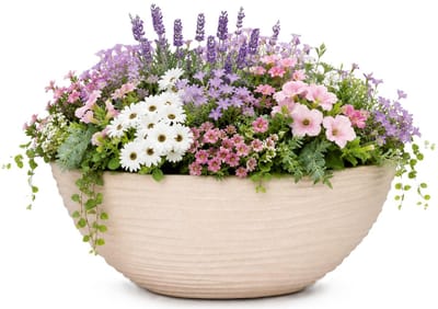 Pro Garden Plantenpot/bloempot ronde schaal Sylt - buiten - stevig kunststof - beige - D51 x H20 cm